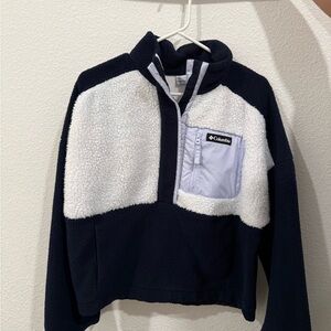 Columbia Sherpa Fleece Jacket | Blue & White | Size M